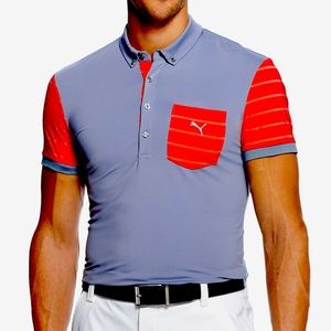 Puma Golf Shirt; Orange Gray; Sport Lifestyle;